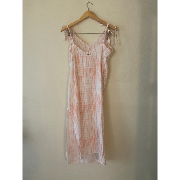 Women's Roxy White Orange Tie-Dye Midi Dress S - Picture 3 of 5